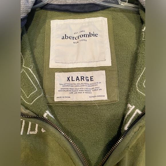 Old school Abercrombie & Fitch Zip Up Hoodie (Olive Green) - Picture 8 of 9